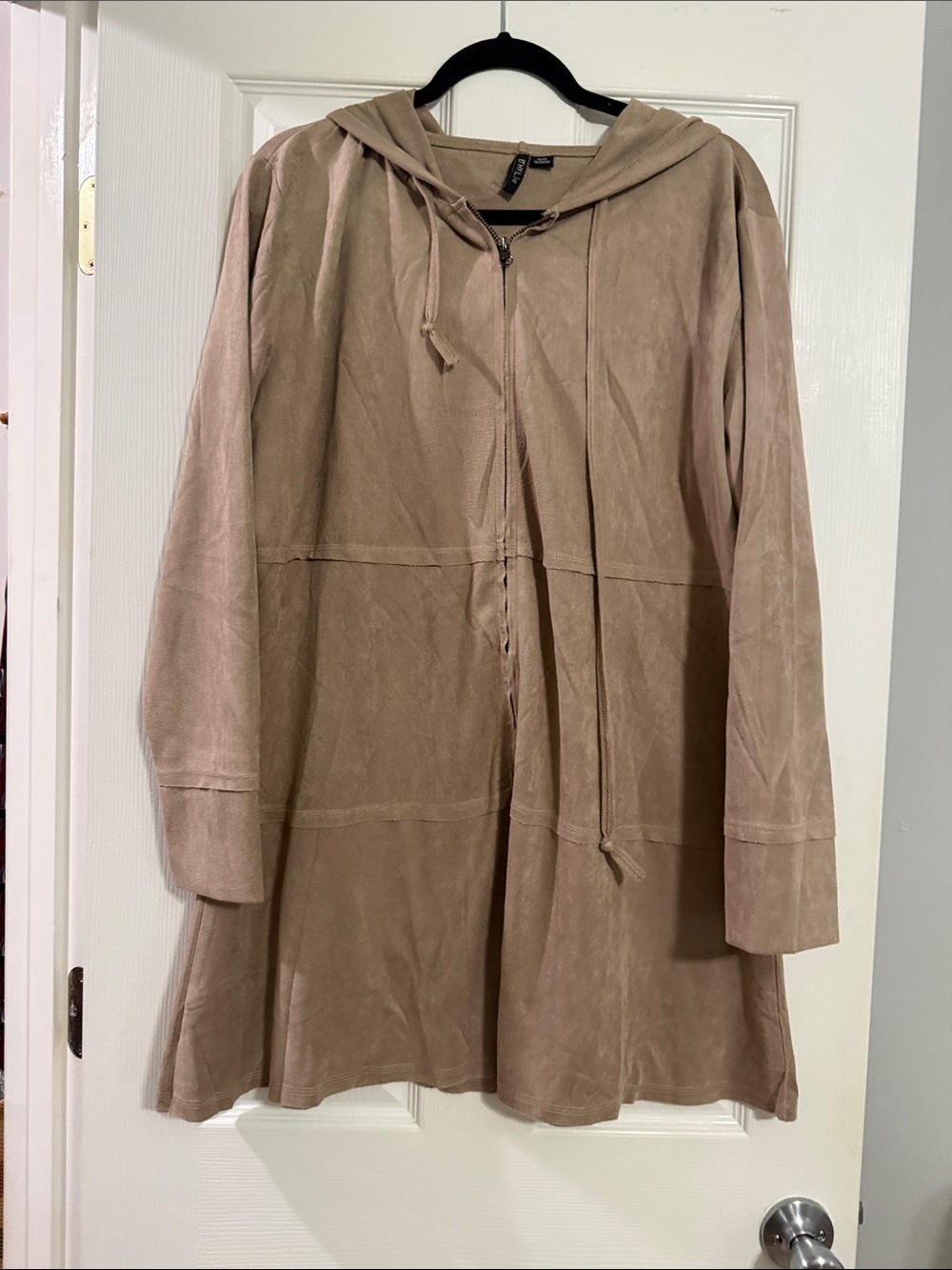 Hooded Zip Teddy Jacket in Taupe